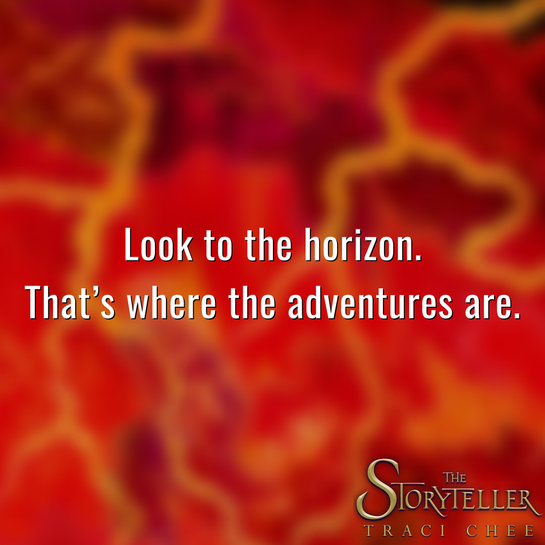 Quote from Traci Chee's THE STORYTELLER: “Look to the horizon. That’s where the adventures are.”